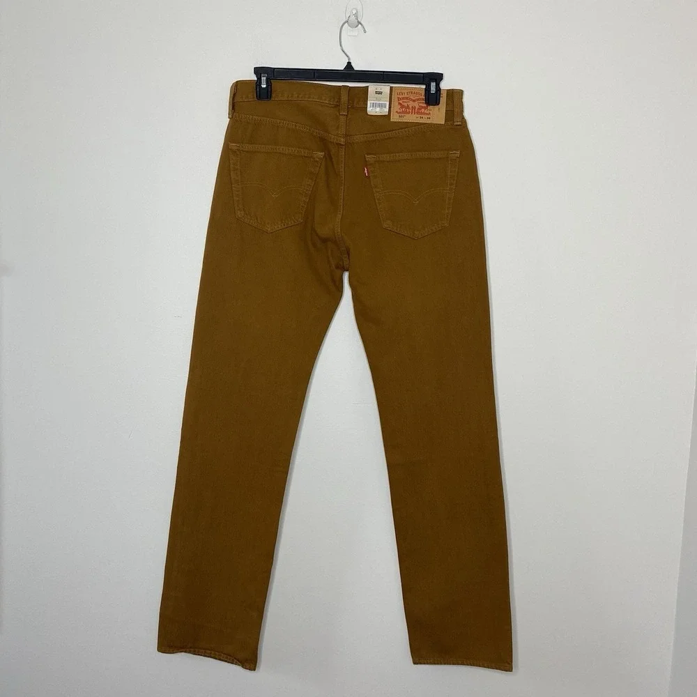 Levi's 501 Original Men's Jeans 34X34 Straight Leg Button Fly Mustard Brown